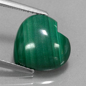 Malachite vert naturelle forme de coeur, 3,97 ct, opaque