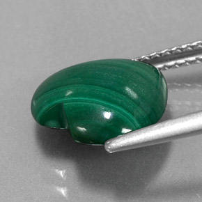 Malachite vert naturelle forme de coeur, 3,97 ct, opaque