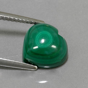 Malachite vert naturelle forme de coeur, 4,73 ct, opaque