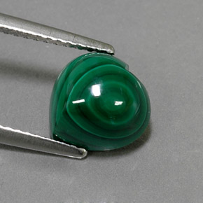 Malachite vert naturelle forme de coeur, 4,16 ct, opaque