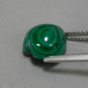 Malachite vert naturelle forme de coeur, 4,16 ct, opaque