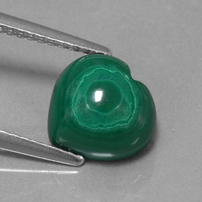 Malachite vert naturelle forme de coeur, 3,97 ct, opaque