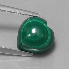 Malachite vert naturelle forme de coeur, 3,89 ct, opaque