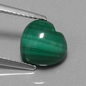 Malachite vert naturelle forme de coeur, 3,03 ct, opaque