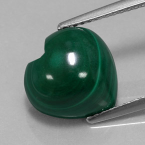 Malachite vert naturelle forme de coeur, 6,51 ct, opaque