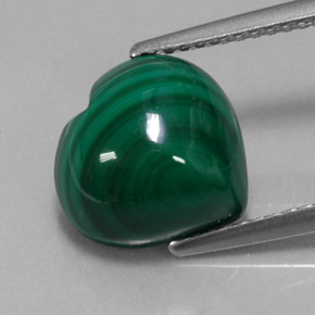 Malachite vert naturelle forme de coeur, 5,54 ct, opaque