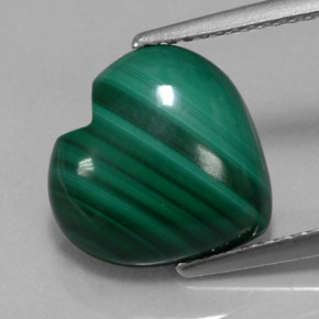 Malachite vert naturelle forme de coeur, 5,95 ct, opaque