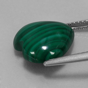 Malachite vert naturelle forme de coeur, 5,95 ct, opaque
