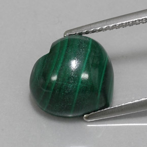 Malachite vert naturelle forme de coeur, 6,26 ct, opaque