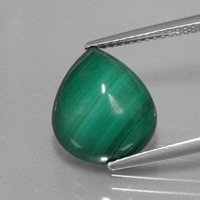 Malachite vert naturelle en forme de poire, 9,50 ct, opaque
