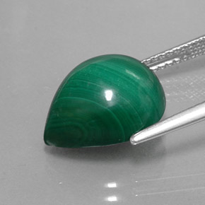 Malachite vert naturelle en forme de poire, 9,50 ct, opaque