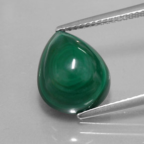 Malachite vert naturelle en forme de poire, 8,16 ct, opaque