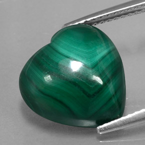 Malachite vert naturelle forme de coeur, 11,69 ct, opaque