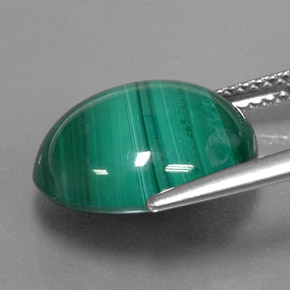 Malachite vert naturelle coupe ovale, 10,31 ct, opaque