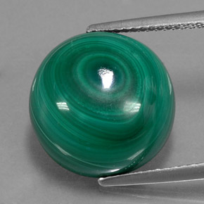 Malachite vert naturelle coupe roude, 15,44 ct, opaque