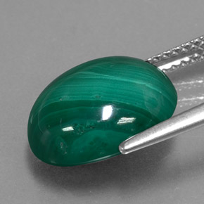 Malachite vert naturelle coupe ovale, 8,54 ct, opaque