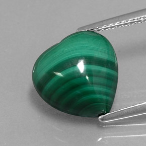Malachite vert naturelle forme de coeur, 7,34 ct, opaque