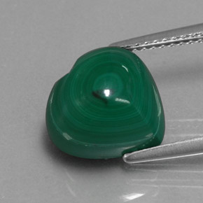 Malachite vert naturelle forme de coeur, 7,41 ct, opaque