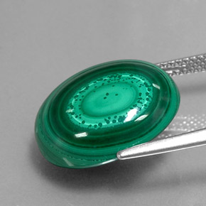 Malachite vert naturelle coupe ovale, 17,83 ct, opaque