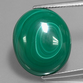 Malachite vert naturelle coupe ovale, 24,67 ct, opaque