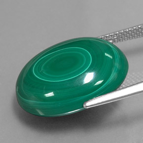 Malachite vert naturelle coupe ovale, 24,67 ct, opaque