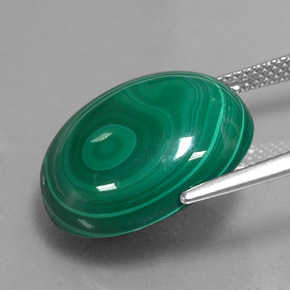 Malachite vert naturelle coupe ovale, 21,79 ct, opaque