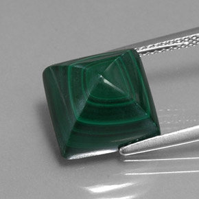 Malachite vert naturelle carré, 10,81 ct, opaque