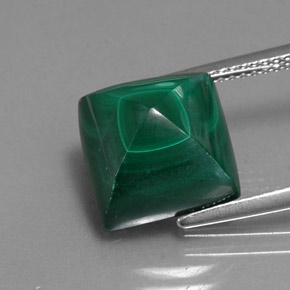 Malachite vert naturelle carré, 10,70 ct, opaque