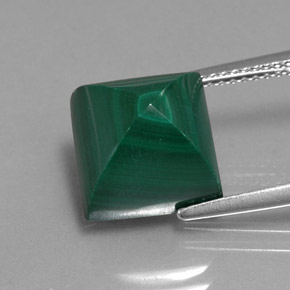 Malachite vert naturelle carré, 10,39 ct, opaque