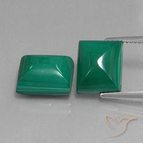 14.18ctw Naturel Vert moyen Malachite, Baquette, Opaque