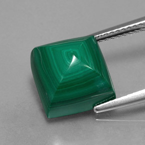 Malachite vert naturelle carré, 9,86 ct, opaque