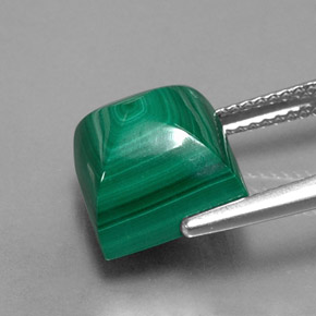 Malachite vert naturelle carré, 9,86 ct, opaque