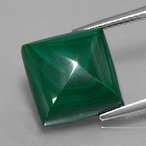 Malachite vert naturelle carré, 12,37 ct, opaque