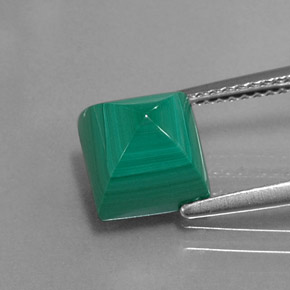 Malachite vert naturelle carré, 4,51 ct, opaque