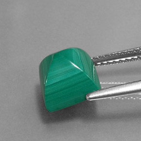 Malachite vert naturelle carré, 4,51 ct, opaque
