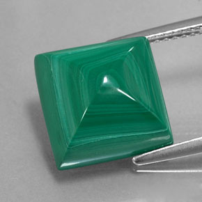 Malachite vert naturelle carré, 11,21 ct, opaque