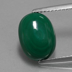 Malachite vert naturelle coupe ovale, 4,40 ct, opaque