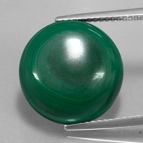Malachite vert naturelle coupe roude, 16,58 ct, opaque
