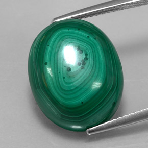 Malachite vert naturelle coupe ovale, 17,27 ct, opaque