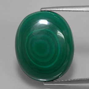 Malachite vert naturelle coupe ovale, 18,06 ct, opaque