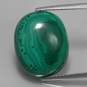 Malachite vert naturelle coupe ovale, 17,63 ct, opaque