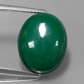 Malachite vert naturelle coupe ovale, 13,11 ct, opaque