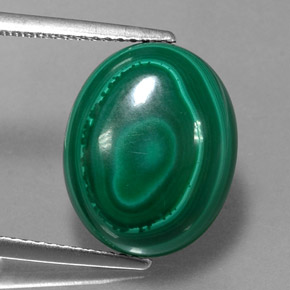Malachite vert naturelle coupe ovale, 12,98 ct, opaque