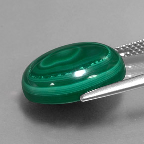 Malachite vert naturelle coupe ovale, 12,98 ct, opaque