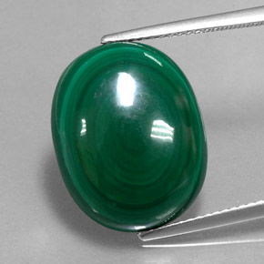 Malachite vert naturelle coupe ovale, 17,95 ct, opaque