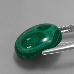Malachite vert naturelle coupe ovale, 14,79 ct, opaque