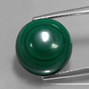 Malachite vert naturelle coupe roude, 15,62 ct, opaque