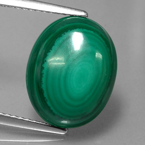 Malachite vert naturelle coupe ovale, 9,57 ct, opaque