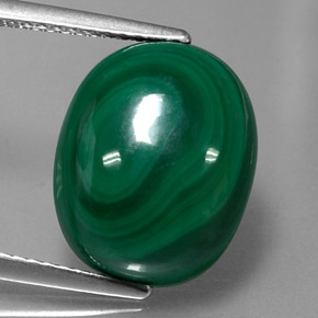 Malachite vert naturelle coupe ovale, 13,04 ct, opaque