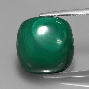 Malachite vert naturelle coupe coussin, 15,20 ct, opaque